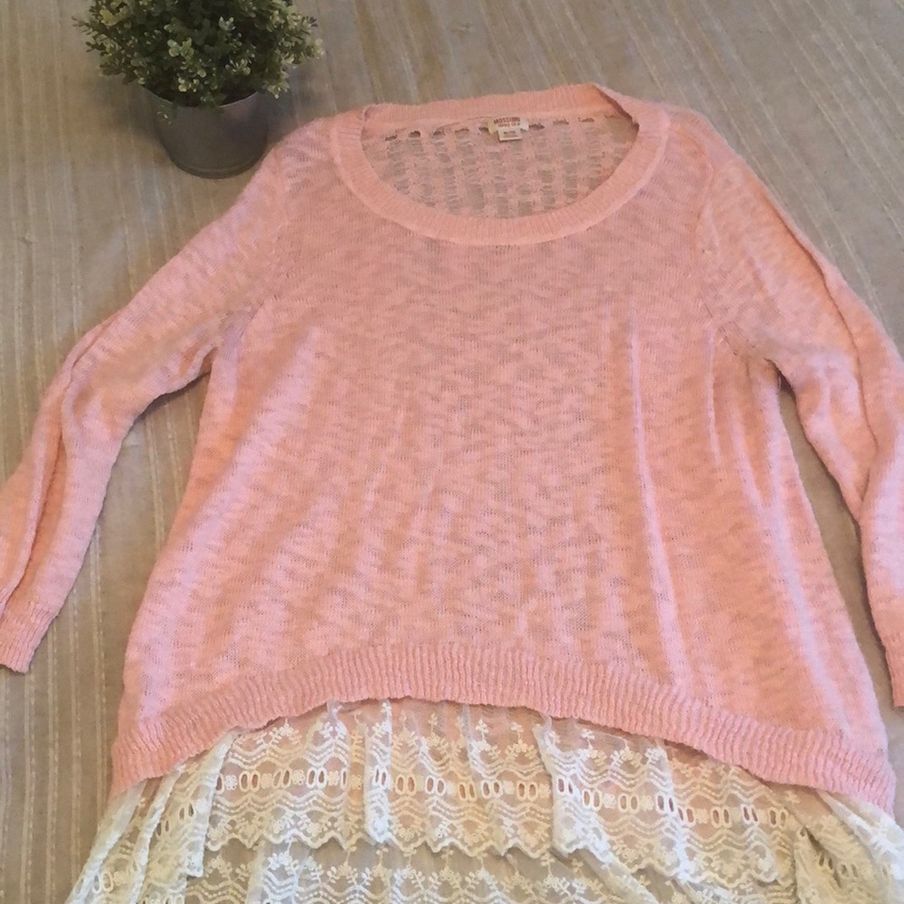 Women’s XL Light Pink Sweater With Lace Mossimo